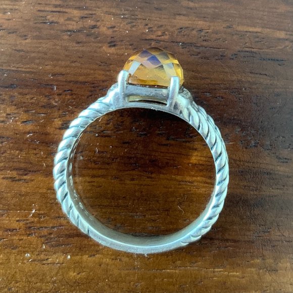 David Yurman Petite Wheaton Ring Citrine & Diamond - Picture 3 of 4